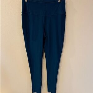 High Waist Blue Leggings with Mesh